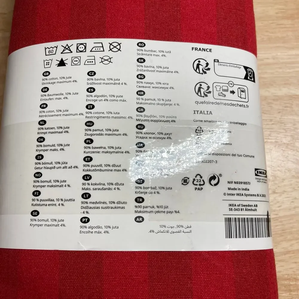 IKEA Vinterfint Design Synnove Mork STRIPED RED Tablecloth 57x126 inches